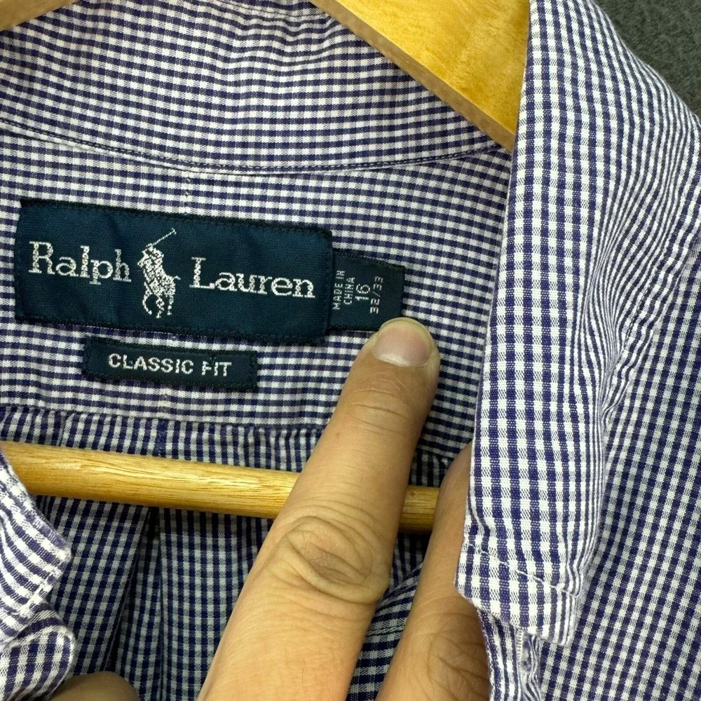 Ralph Lauren Shirt Men's Size L 16 32/33 Purple Classic Fit Button Down‎ Pony